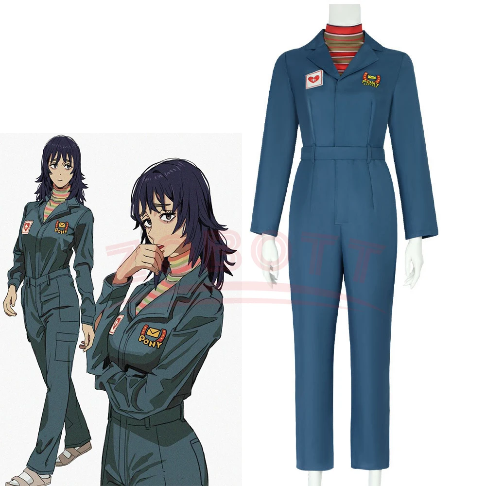 

Horror Game Mouthwashing Anya Cosplay Costume Disguise Nurse Women's Blue Rompers with T-shirt Halloween Party Streetwear