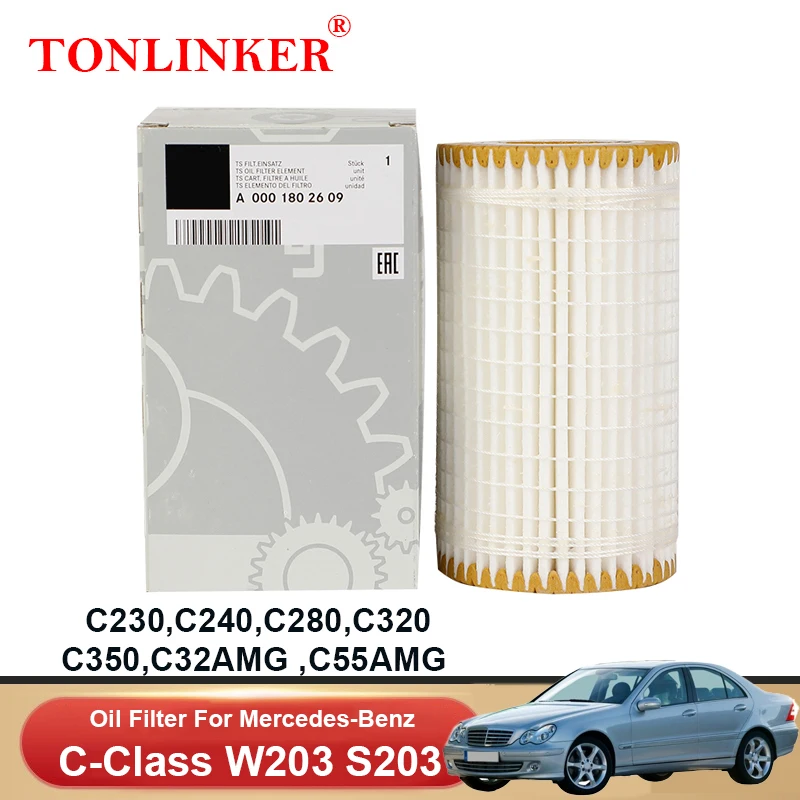 

TONLINKER Oil Filter A0001802609 For Mercedes Benz W203 S203 2000-2007 C230 C240 C280 C320 C350 C32 C55 AMG AT Car Accessories