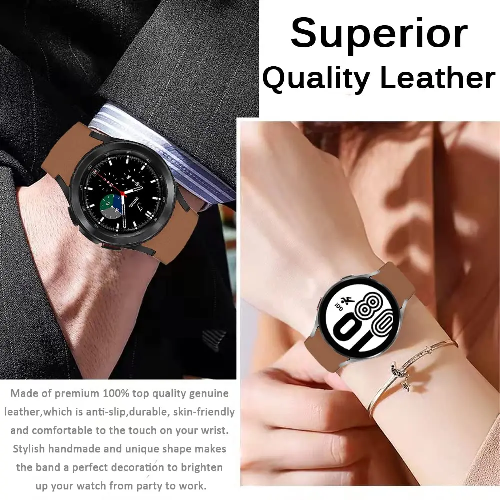 Genuine Leather Band For Samsung Galaxy Watch 4 classic 46mm 42mm 44mm 40mm No Gaps Leather Bracelet Galaxy Watch 4/5/pro strap