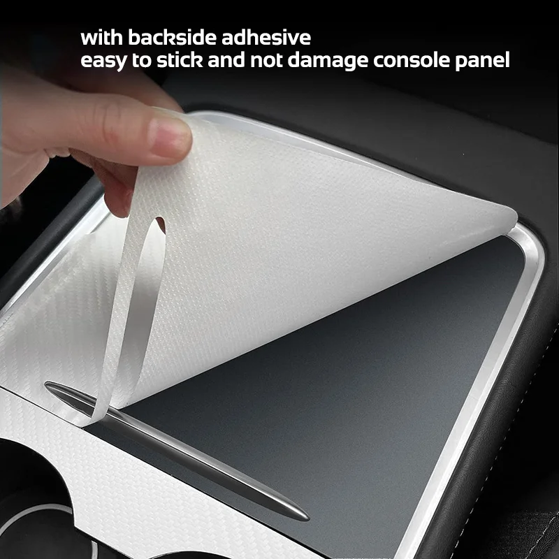 PU Leather Center Console Protector Cover for Tesla Model 3 Y 2021-2023 White Central Control Panel Sticker Film Car Accessories