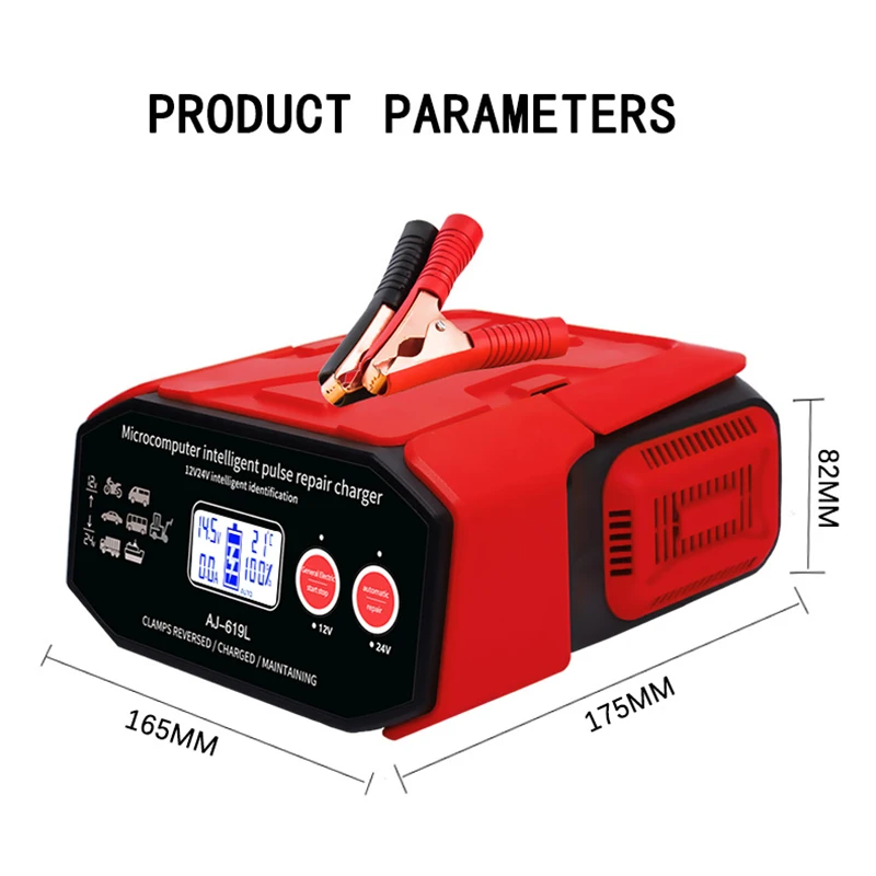 400W ładowarka samochodowa 12/24V Eu-Plug naprawa impulsów LCD szybkie ładowanie na mokro, na sucho, cyfrowym wyświetlaczu LCD — zdjęcie 6