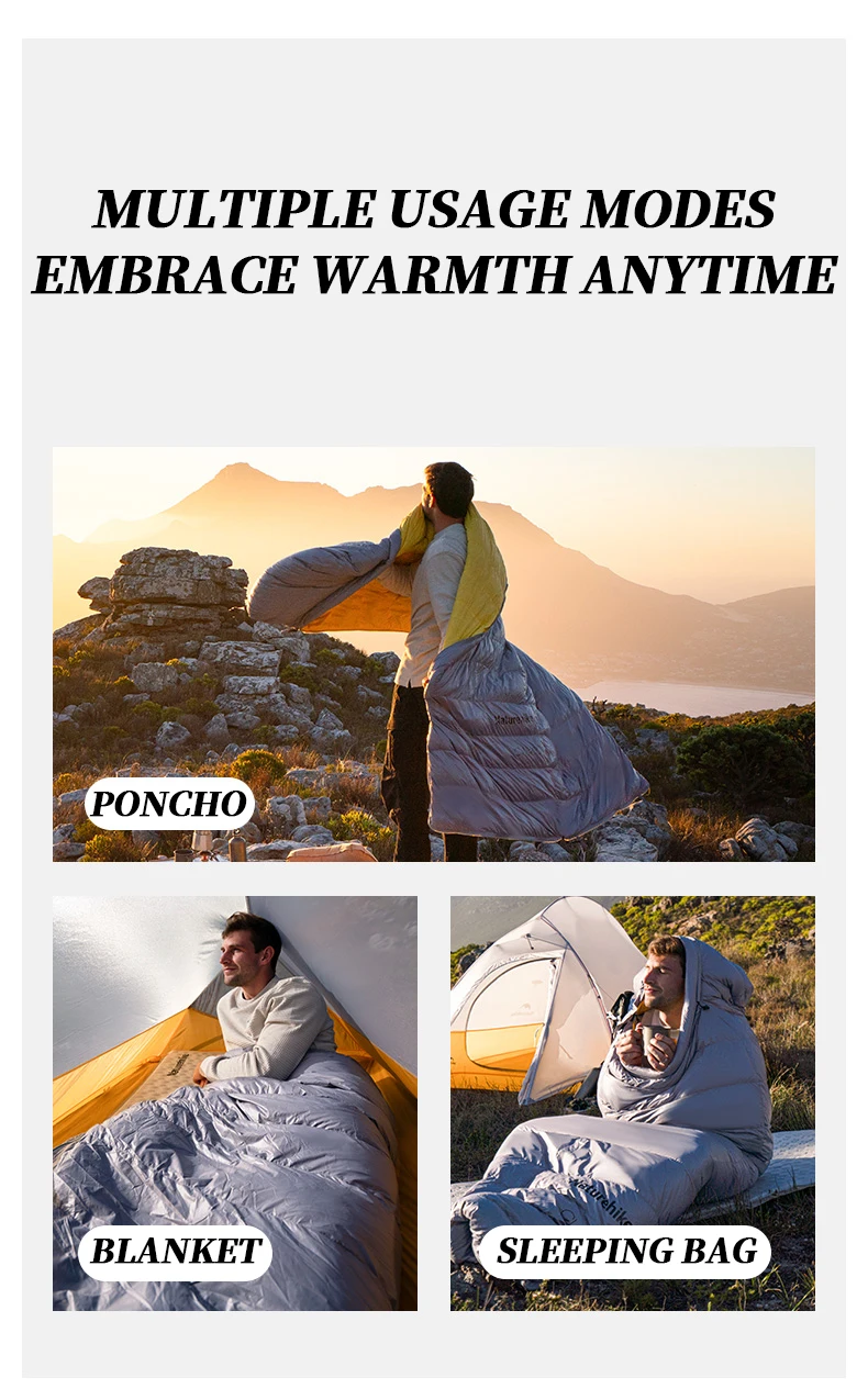 Naturehike CW400 Sleeping Bag Winter Lightweight 650FP Duck Down Sleeping Bag Ultralight Waterproof Hiking Camping Sleeping Bag