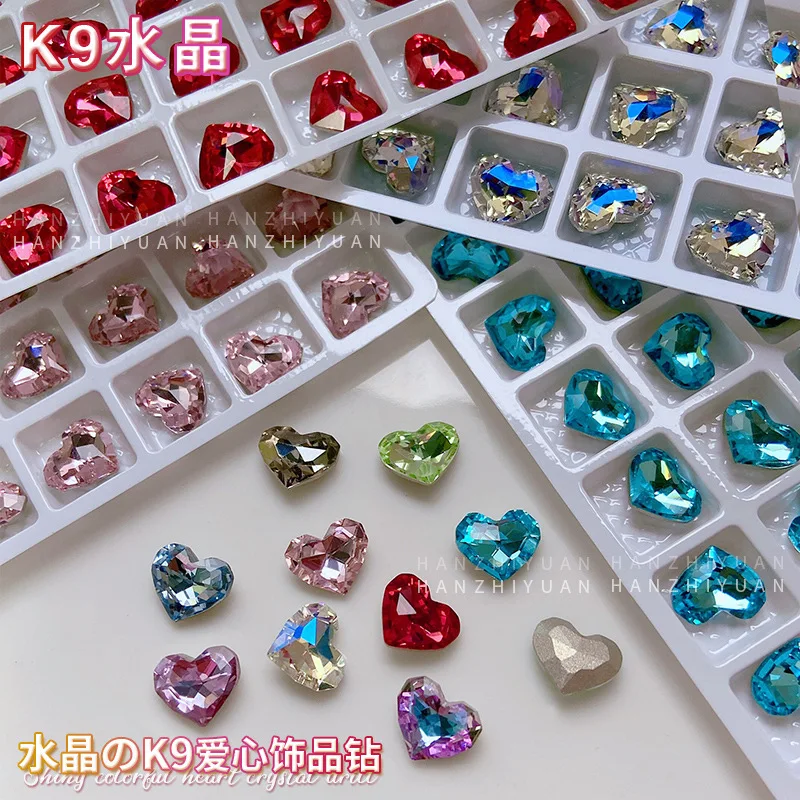 5 pçs prego strass encantos cristal diamante arte do prego amor cristal luar rosa vermelho rosa acessórios para unhas