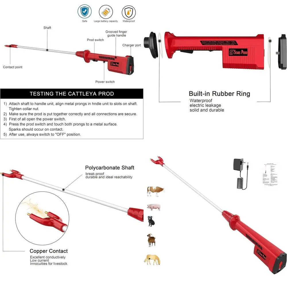 

Перезаряжаемый водонепроницаемый электрический электрошокер для скота, 39 шт. для коров, свиней, коз