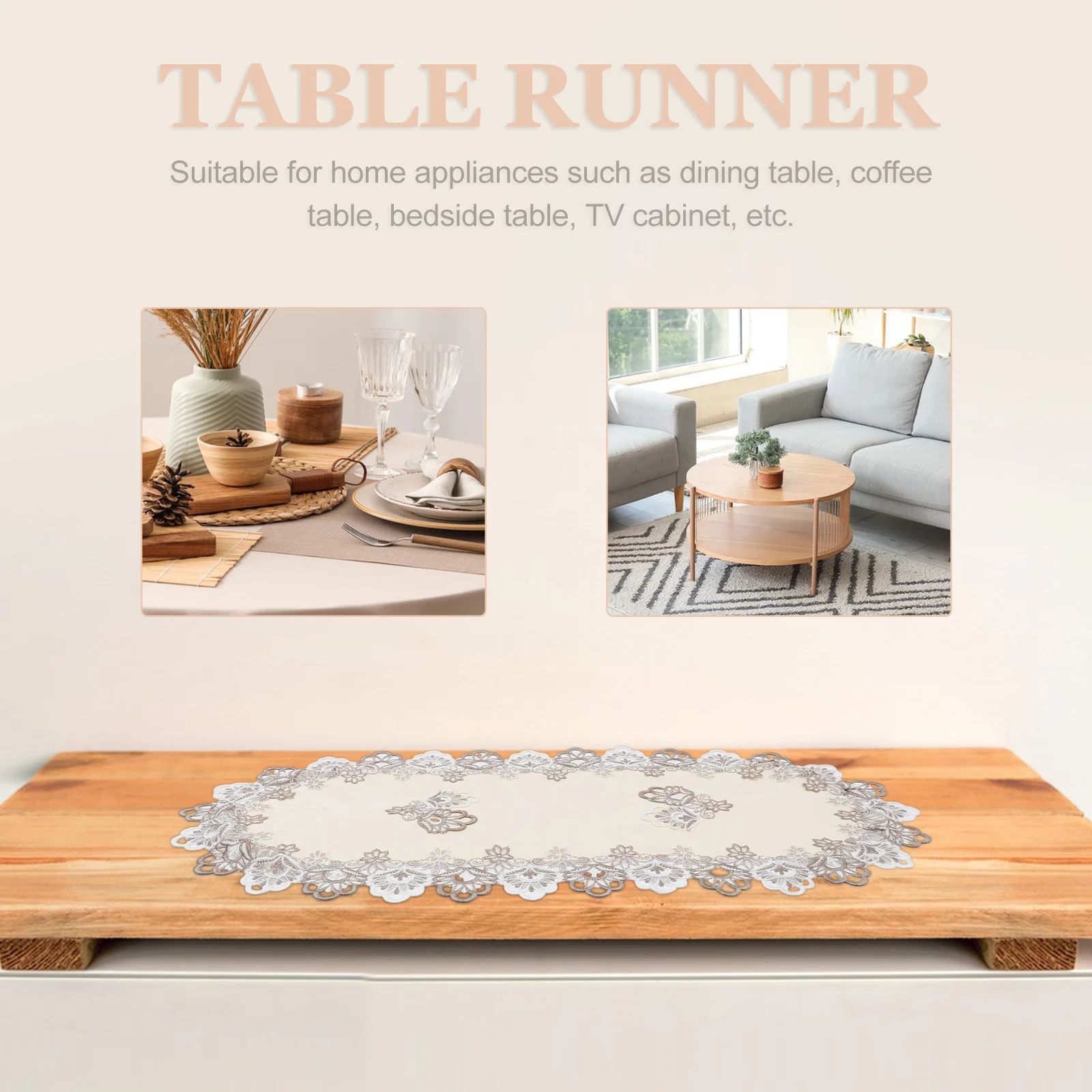 

Oval Elegant Water-Soluble Lace Table Runner Wedding Dining Room Table Decoration Decorative Tablecloth for Home Party