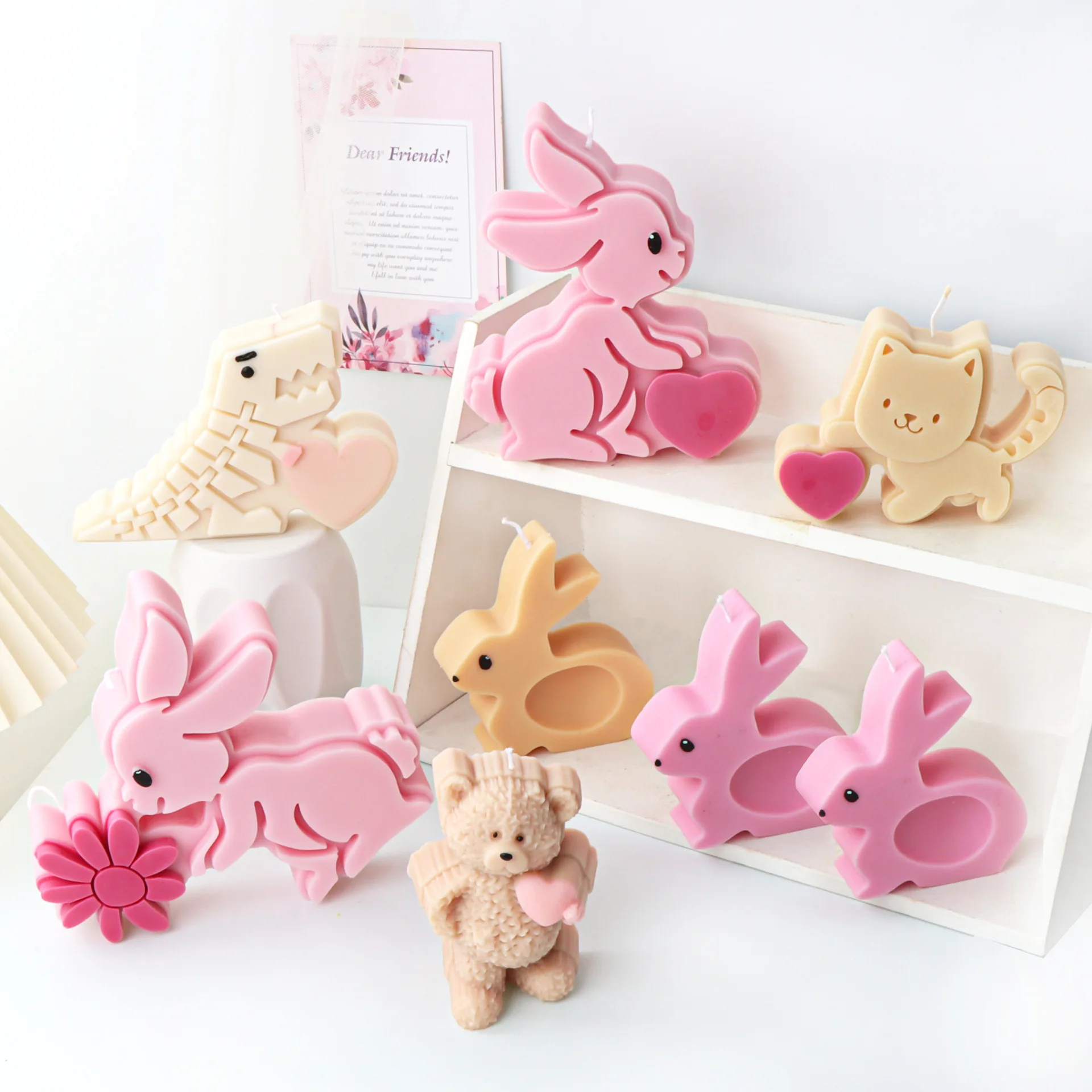 

Bear Crocodile Rabbit Cat Candle Silicone Mold Gypsum form Carving Art Aromatherapy Plaster Home Decoration Mold Gift Handmade