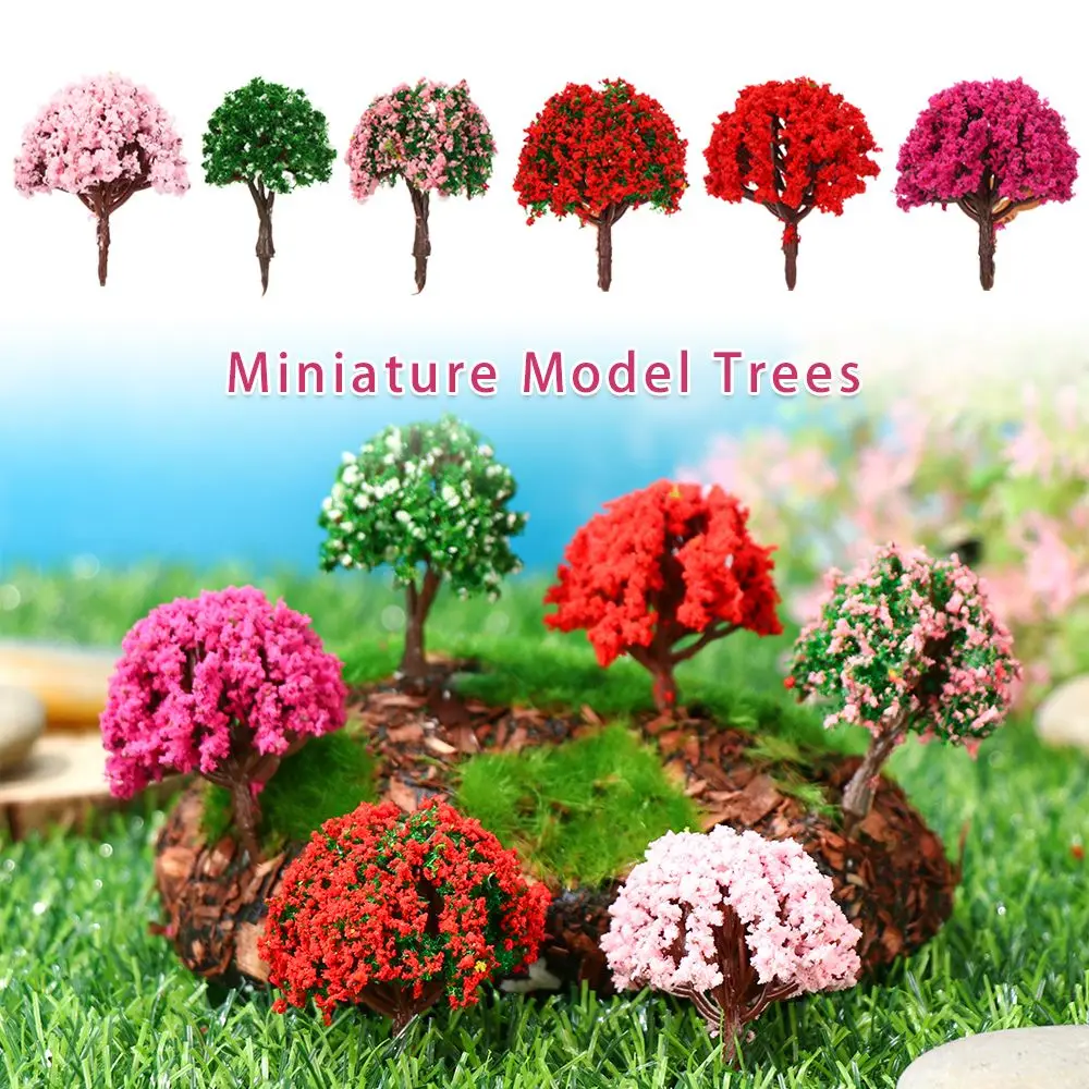 Modeltrein Plastic Kunstmatig Landschap Bomen Miniatuur Bloemenboom Gebouw Landschap Accessoires Spoorwegdecoratie