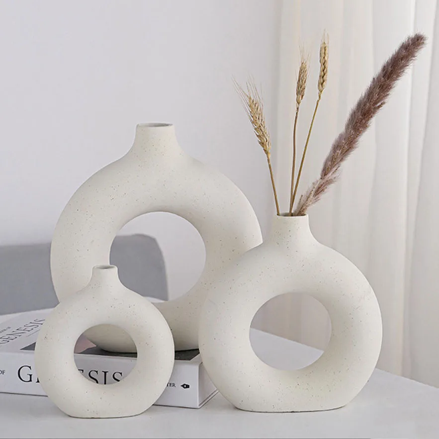 

Nordic ceramic vase ins creative home decoration living room cabinet flower pot Decor Creative Abstract Desk Nordic Minimalist