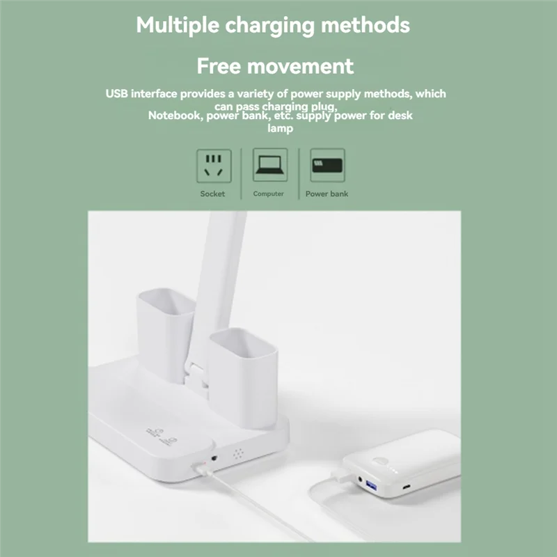 LED Desk Lamp Light With 2 Pen Holders Touch Control Foldable Eye-Caring Table Lamp For Office Home Reading Study