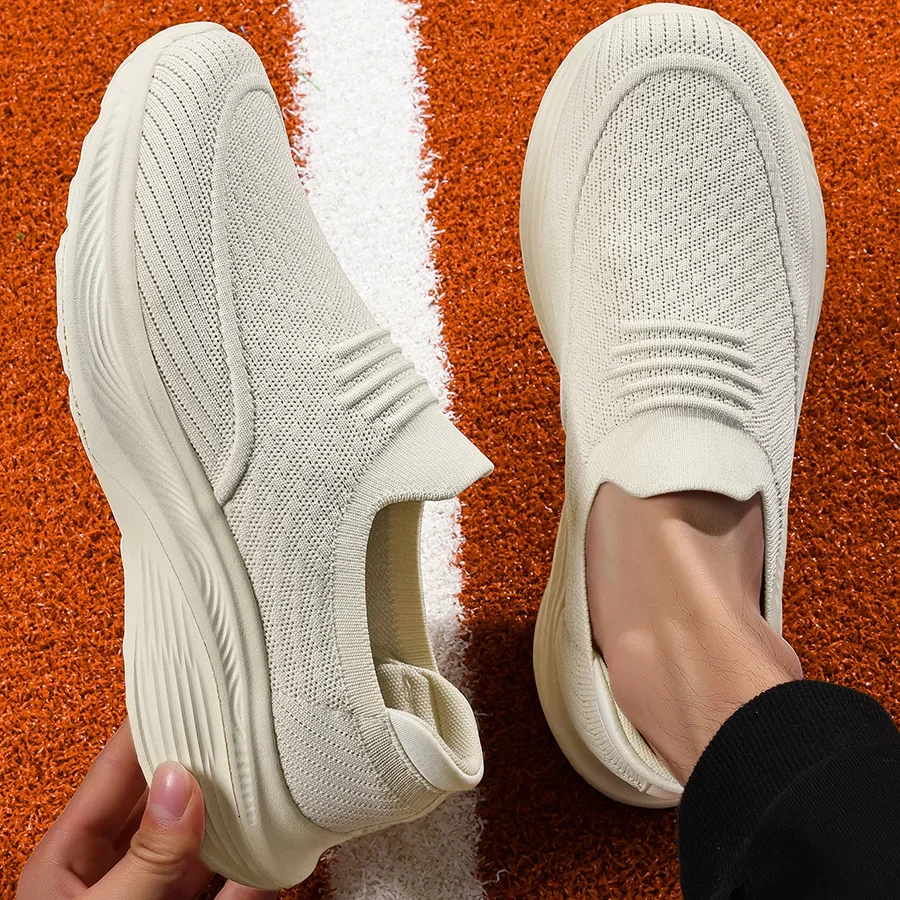 Big Size Spring Men Shoes Chunky Sneaker Knit Casual Sport Shoes Street Cool Slip-on Loafers
