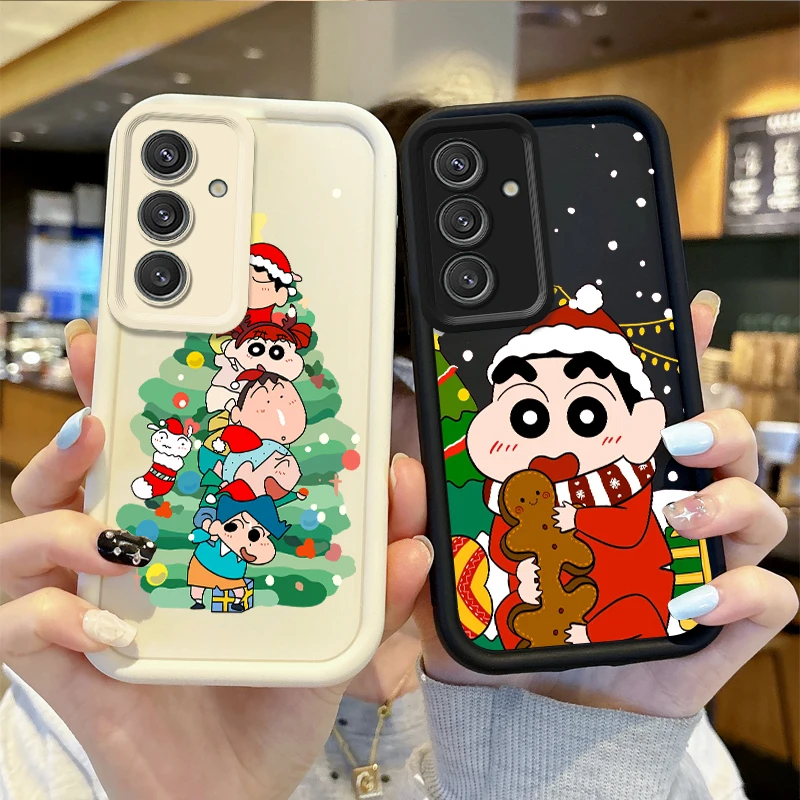 C-Crayon Shin-chans Christmas Phone Soft Case For Samsung Galaxy S25 S24 S23 S21 Ultra Plus S25 S23 S20 Silicone Washable Cover