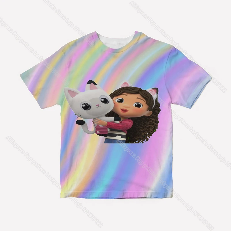 Cartoon Gabby Dollhouse T Shirt Baby Toddler Clothes 3D Print Gabby Cats Kids Lovely Clothes Tee Children Clothing Boy Girls