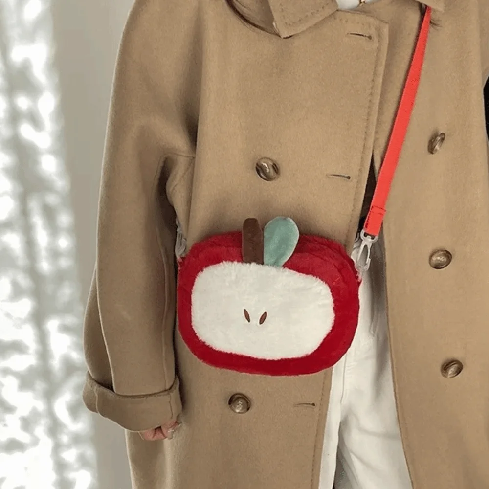 Fashion Fruit Fruit Shoulder Bag Soft Large Capacity Crossbody Bag Fluffy Red Small Mobile Phone Bag Women