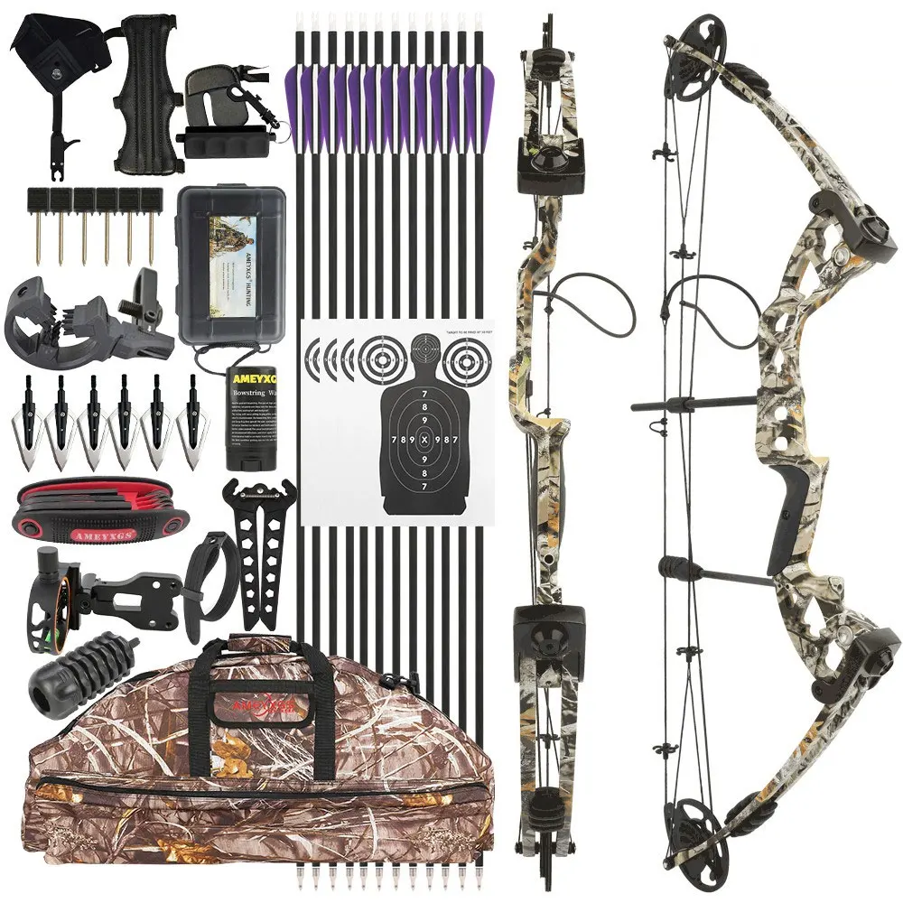 

Archery 30-55lbs Adjustable Compound Right Hand Bow Arrow Set 310FPS Draw Length 24-29.5inch Let off 70% Hunting Shooting Bow