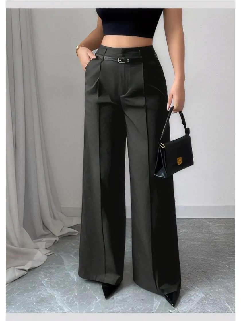

High Waist Wide Leg Straight Cut Loose Fit Versatile Casual Pants for Women Premium Quali Straight Tube Trousers