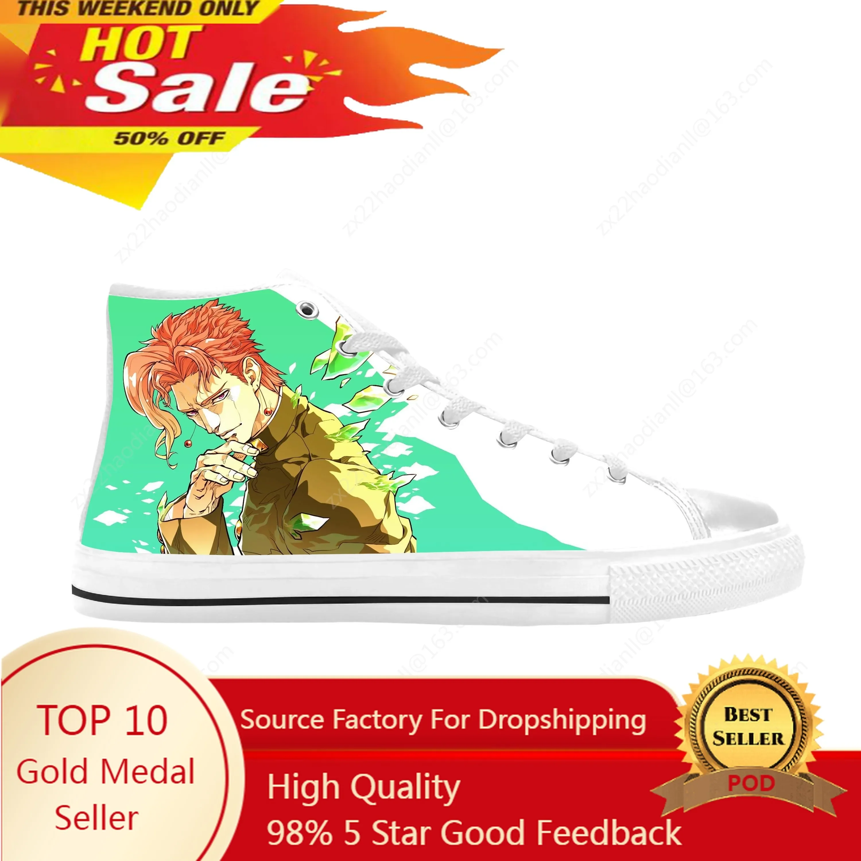 

Anime Jojo Bizarre Adventure Kakyoin Noriaki Cool Casual Cloth Shoes High Top Comfortable Breathable 3D Print Men Women Sneakers