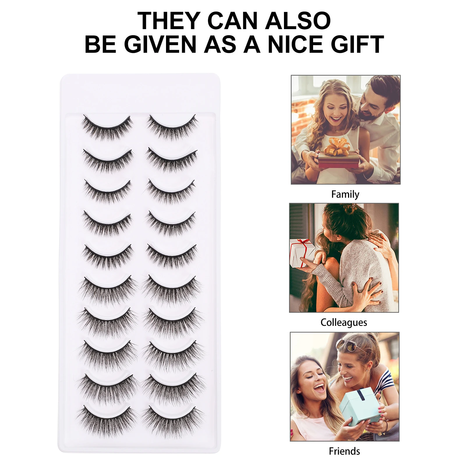 

10 Pairs Black Natural False Eyelashes Women Fake Lashes Party Extension Daily Wear Comfortable Gifts