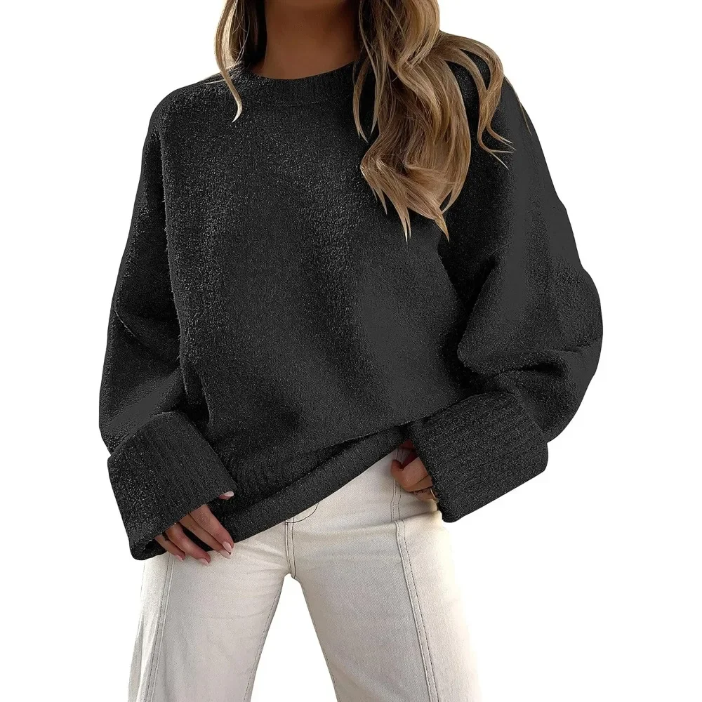 Women's Oversized Crewneck Long Sleeve Fuzzy Knit Casual Chunky Warm Fall Pullover Sweaters Top Trendy Outfits