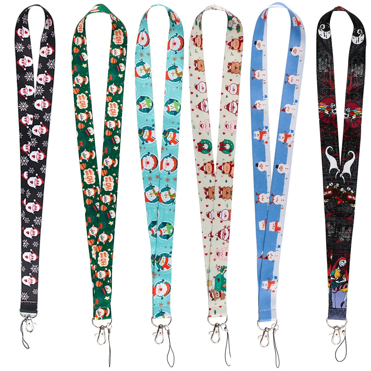 Wholesale 20pcs Christmas Lanyards Santa Claus Neck Strap For Card Badge Gym Keychain DIY Hanging Rope