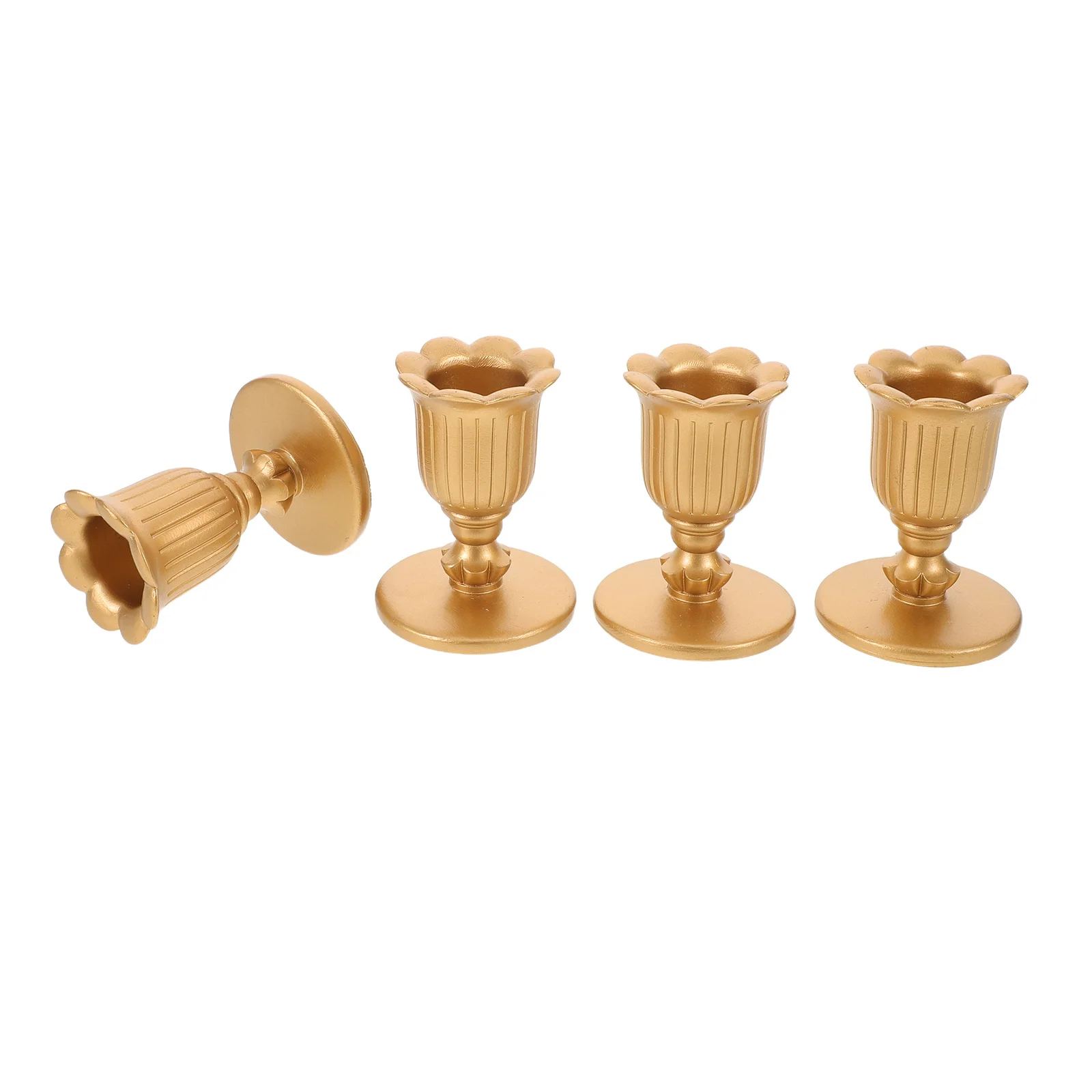 

4Pcs Gold Taper Holders Finish Tapered Candlesticks Stable Base for Fireplace Mantel Dining Table Decoration