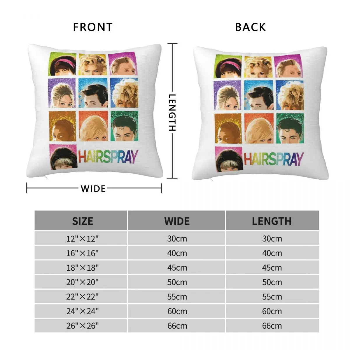 Hairspray Film Square Pillowcase Polyester Linen Velvet Creative Zip Decor Pillow Case Sofa Seater Cushion Cover 45x45