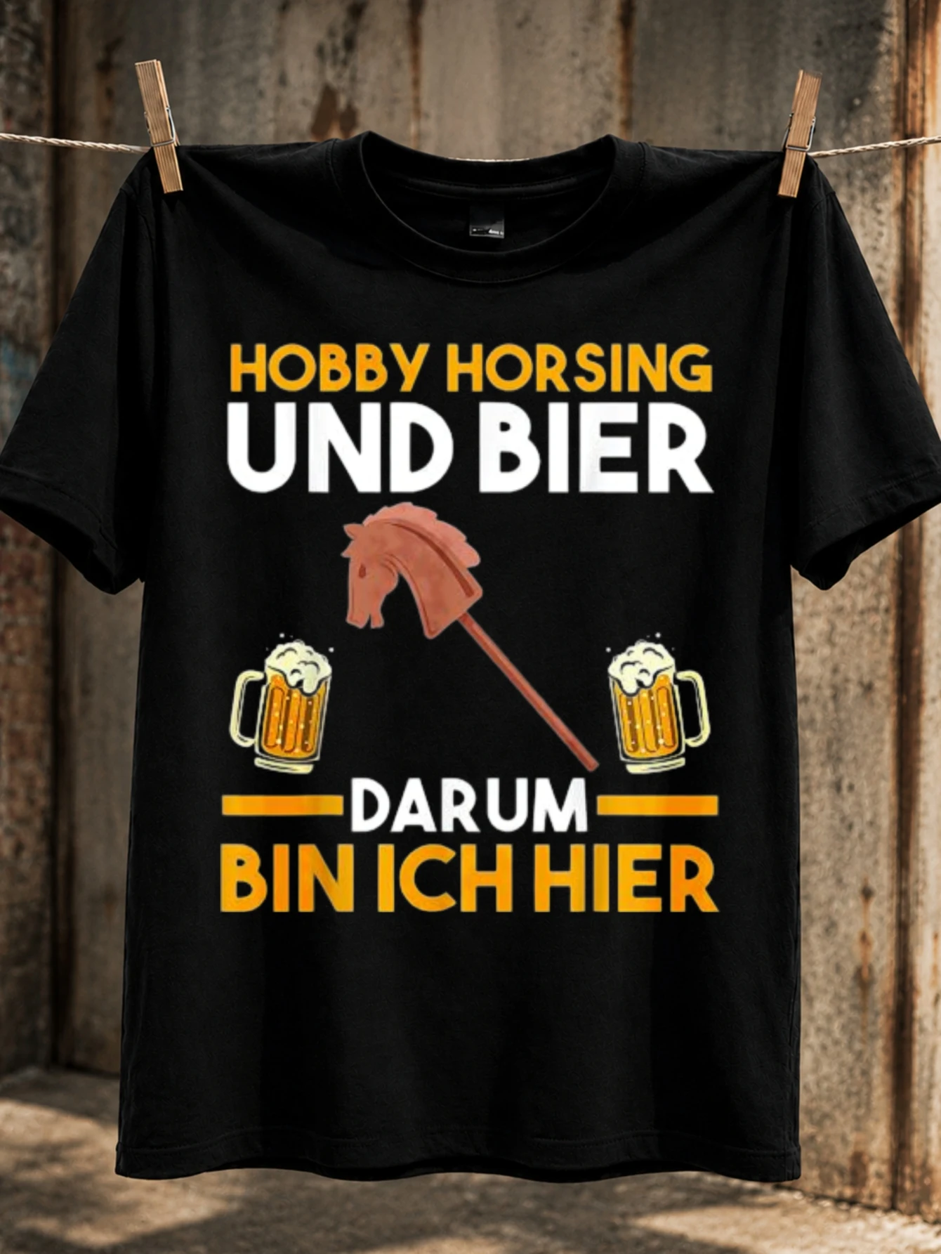 Hobby Horsing Und Bier hobby horse stick and beer  with bold German lettering funny party mix theme  Unisex All T-Shirt