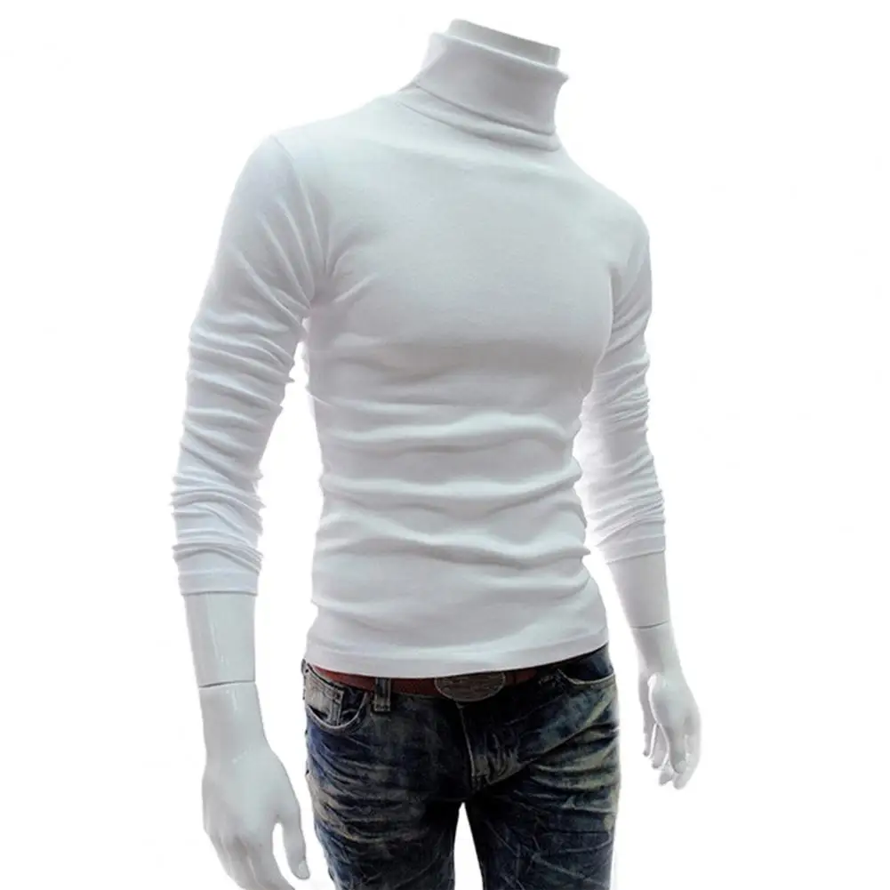 Мужская тонкая водолазка с длинным рукавом, мягкая однотонная эластичная трикотажная рубашка для осени и зимы, мужская одежда 2023