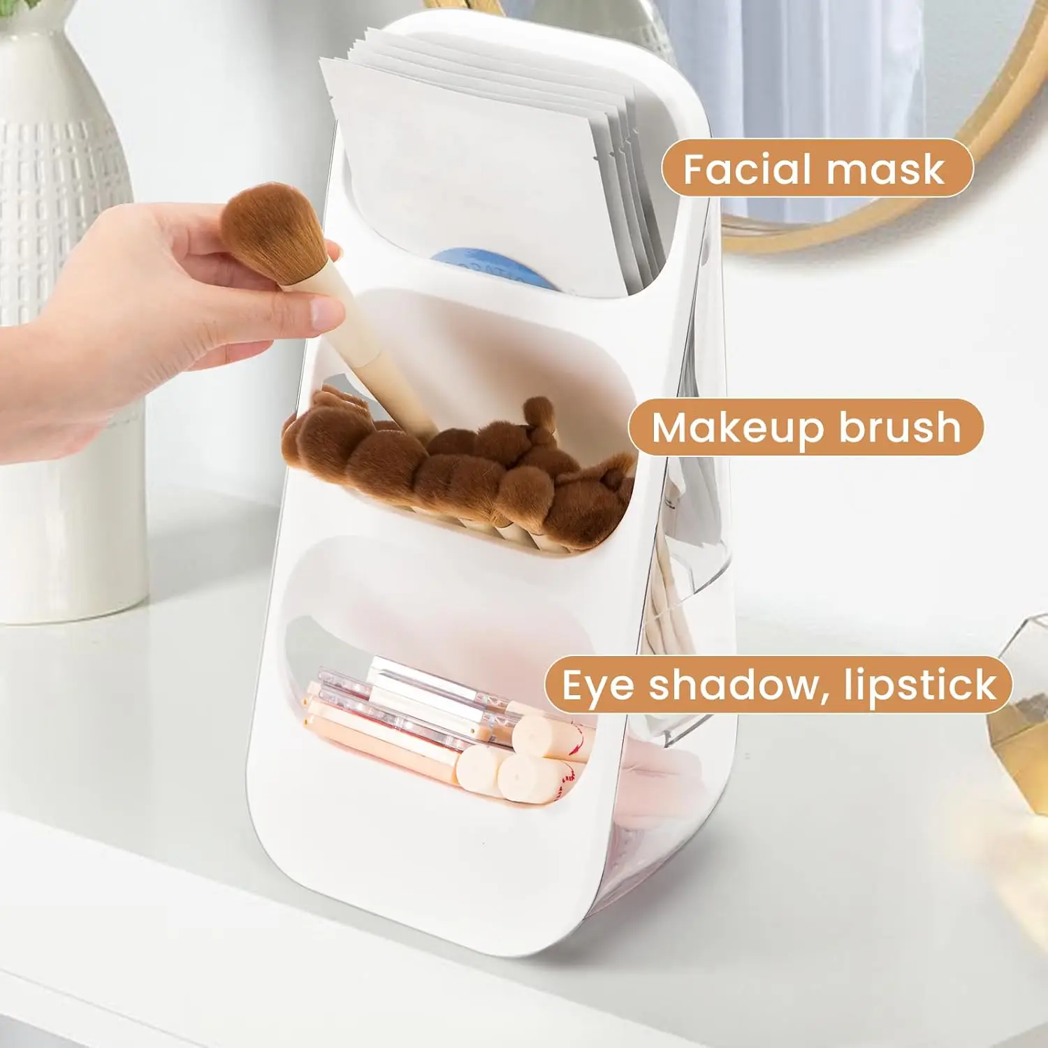 Cosmetics Storage Box - Large Capacity Countertop Storage Rack, Suitable for Dressing Table, Office Desk, Makeup Tool Storage