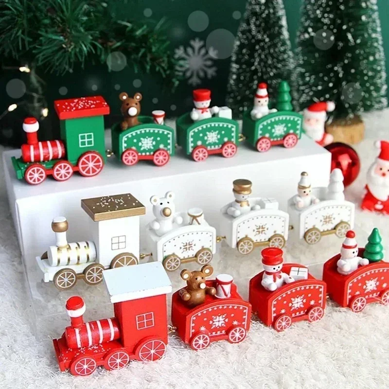 Plastic Train Ornament/ 4 Knot Hand-assembled Train Toy for Home Santa Claus Gift Xmas New Year Decoration Desk Decoration