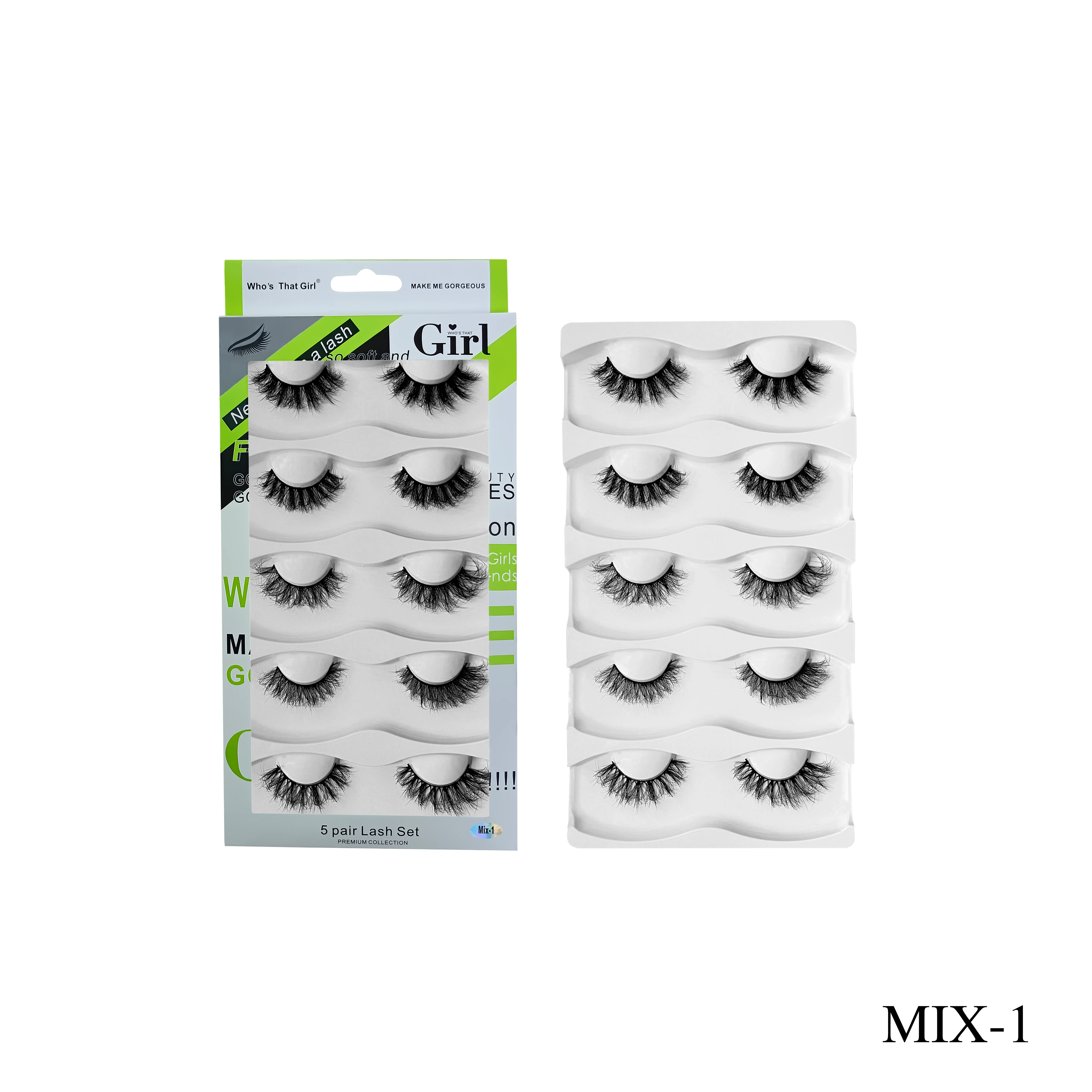 Silk Faux Mink False Eyelashes Cat-Eye Fluffy Wispy  Natural Lashes 5 Pairs Pack Dramatic Long Thick Volume lash Who's That Girl