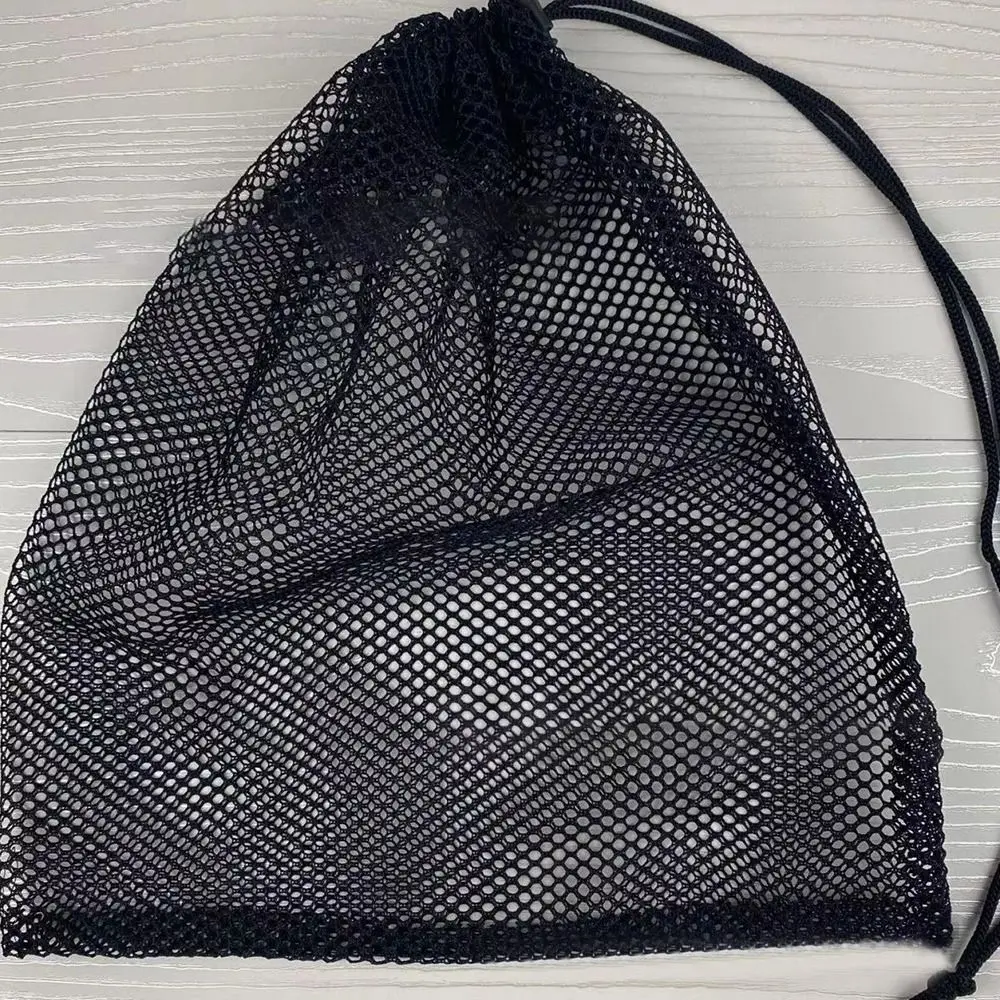 New Multi Purpose Drawstring Storage Pouch Bag Black Nylon Laundry Bag Breathable Mesh Pouch
