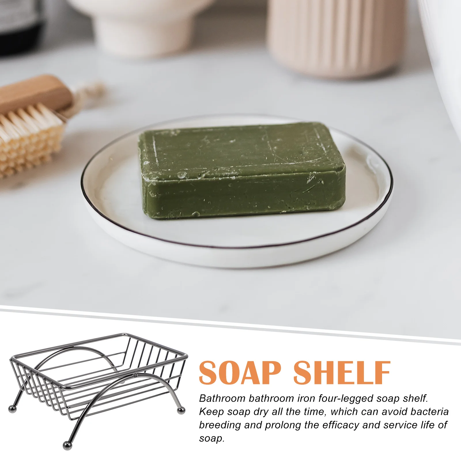 

Stainless Steel Iron Holder Drainage Design Home Bathroom Stand Storage Rack Non-Slip Dish Kitchen Multipurpose Iron