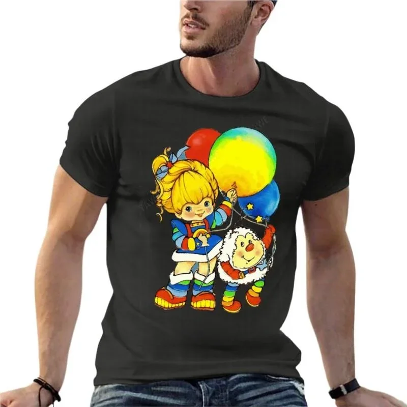 heavyweight Informal Vintage Up Up Away Rainbow Brite Oversize Brand Men'S Clothes 100% Cotton Streetwear Plus Size Tops Tee