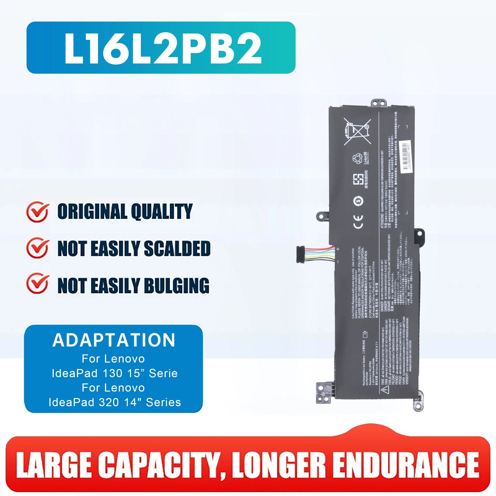 

Аккумулятор для ноутбука Lenovo Ideapad 320-15IKB-15IAP -15AST -15ABR -14ABR 520-15IKBR 330-15IC L16S2PB2 L16L2PB1 L16L2PB2