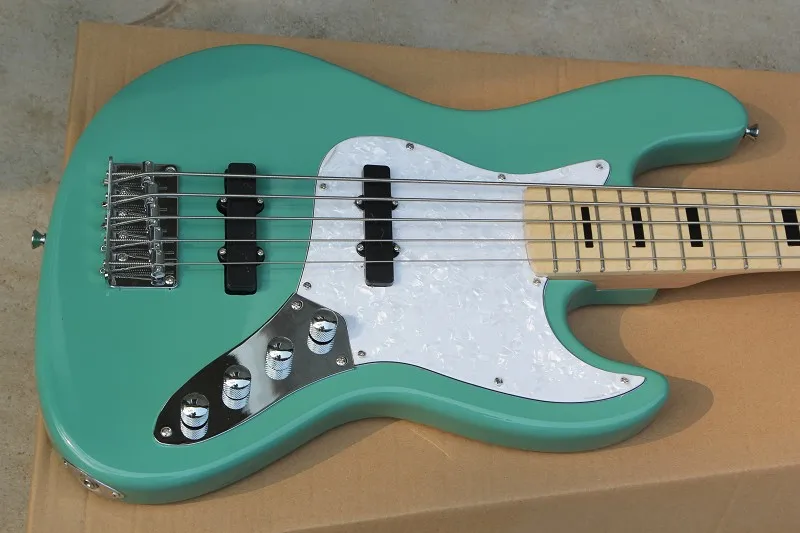 Flyoung Factory Light Green Electric Bass Guitar 5 Strings Bass J Bass