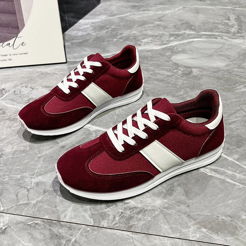 

Женские кроссовки на платформе контрастного цвета, модная нескользящая спортивная обувь на шнуровке для женщин, легкие повседневные кроссовки больших размеров