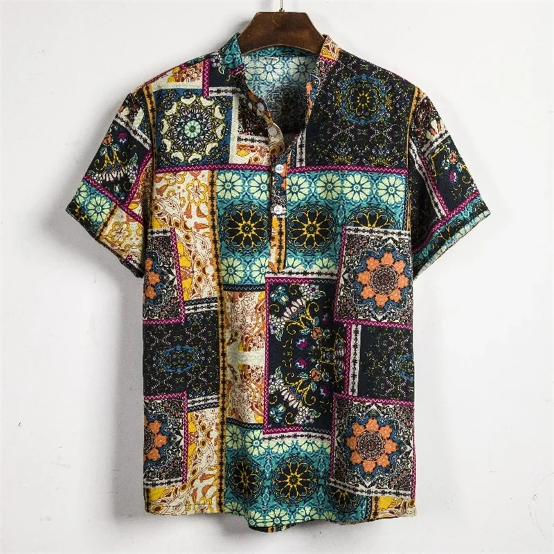 

Exquisite Pattern Hawaiian Shirt For Men Colorful Luxury 3D Printed Beach Shirts Summer Casual Loose Short Sleeve Street Blouses