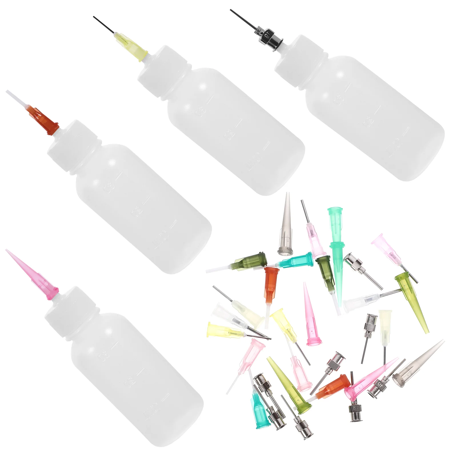 

4 Pcs Hand Push Dropper Set Tattoo Ink Bottles Plastic Pigment Precision Applicator