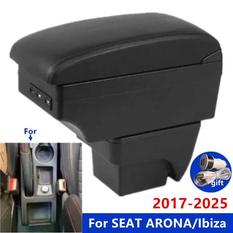 For Seat Ibiza Armrest Box For SEAT ARONA IBIZA 6L 6J 2017-2025 Car Armrest Auto Storage Box Retrofit Interior Car Accessories