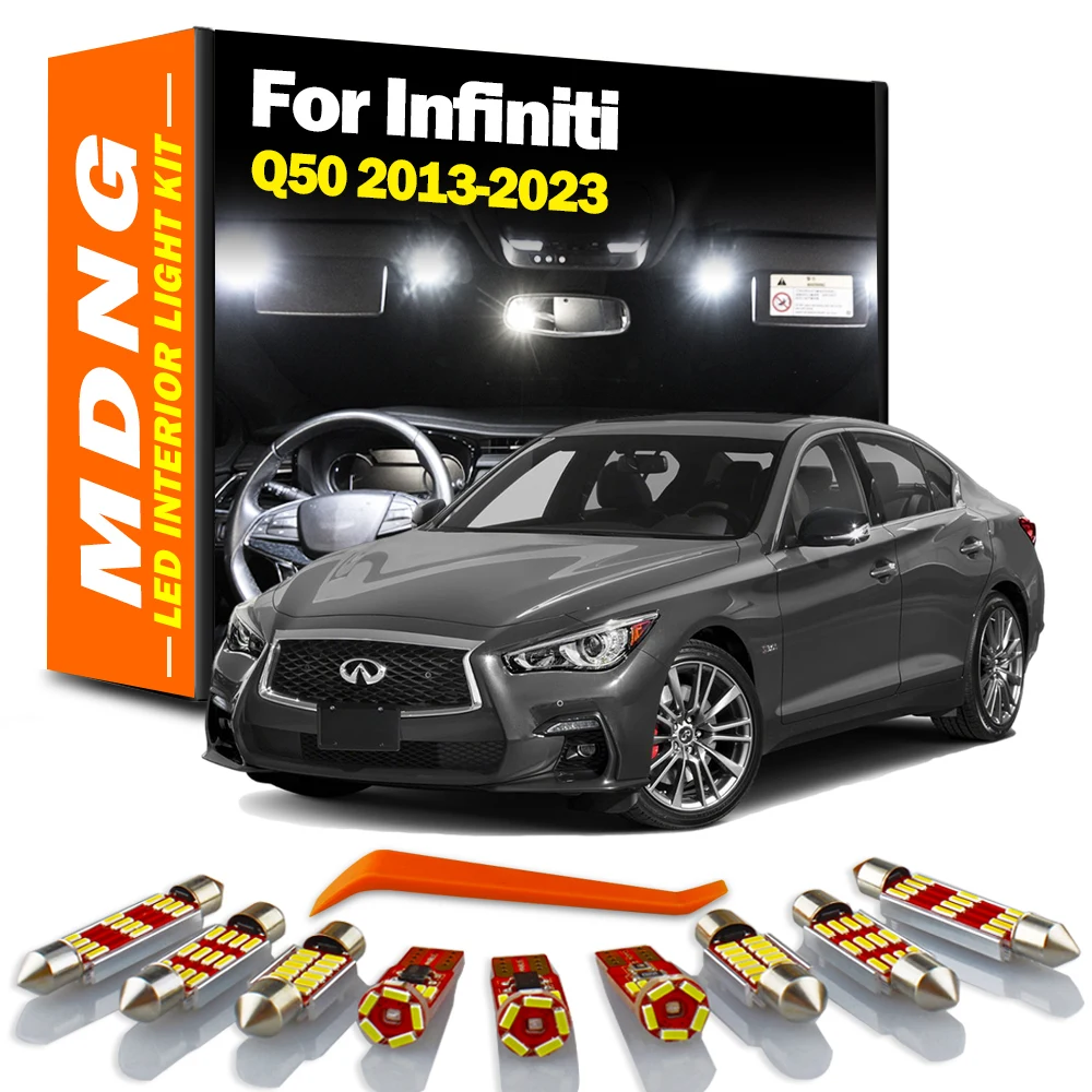 MDNG 13Pcs No Error For Infiniti Q50 2013- 2016 2017 2018 2019 2020 2021 2022 2023 Car LED Interior Reading Sun Visor Light Kit