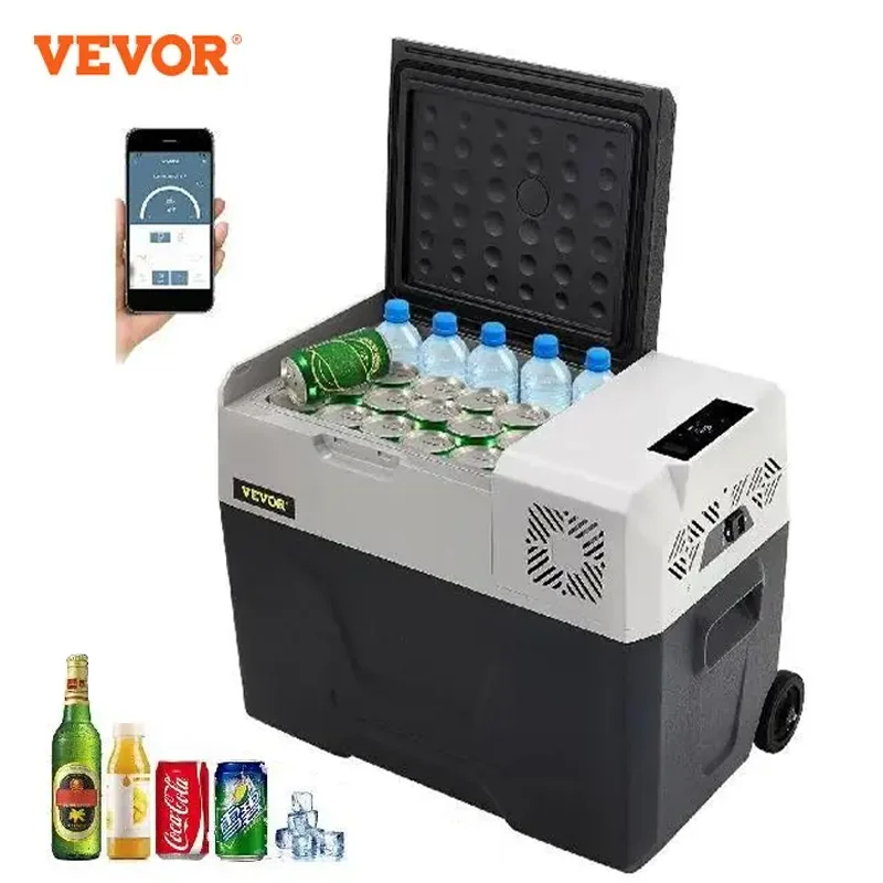 VEVOR lodówka samochodowa 15L-50L Mini lodówka z zamrażarką przenośna kompresorowa chłodnica 12/24V DC 110-240V lodówka jazda Camping piknik