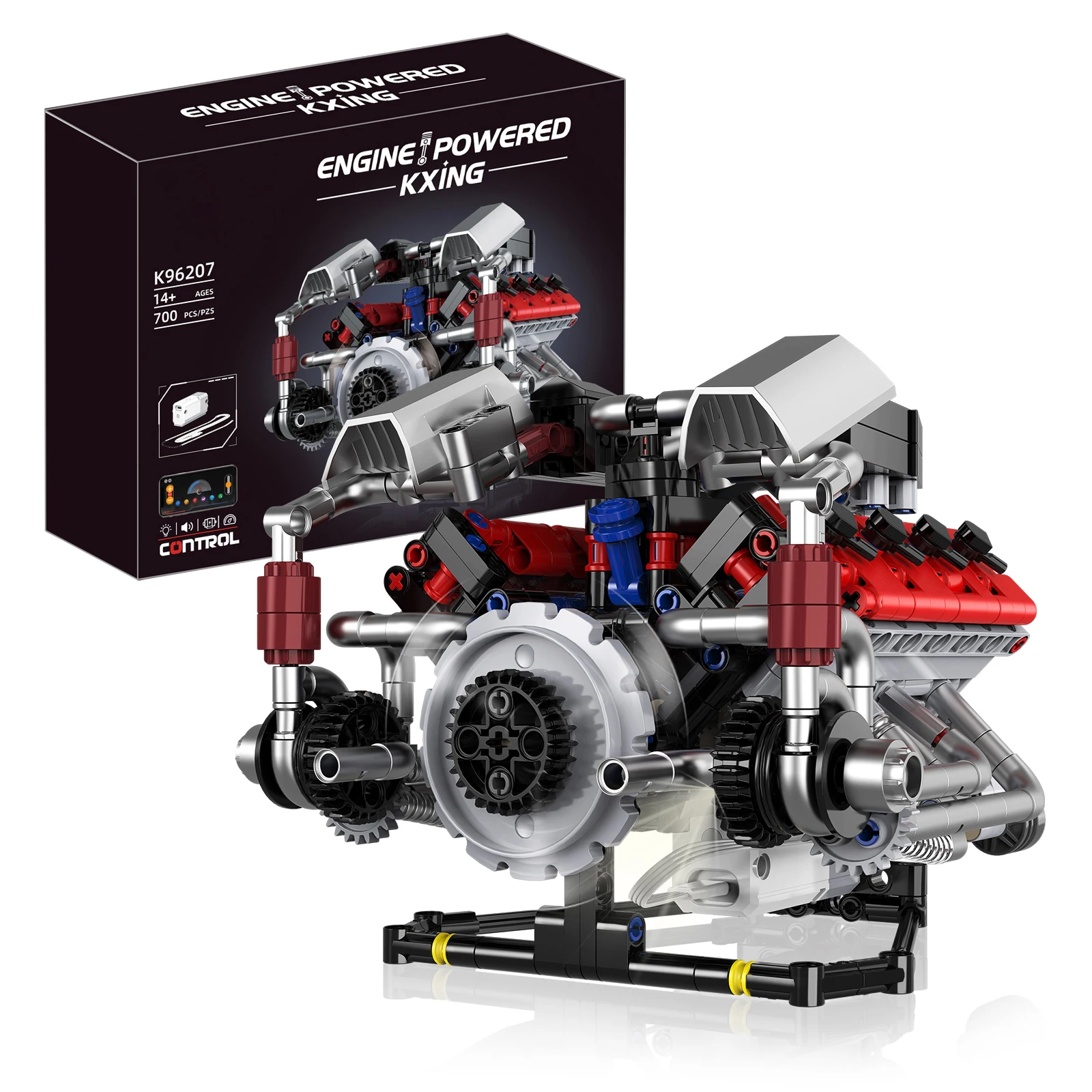

K96207 electric building block toy model assembly, sports car motorcycle engine motor assembly ornaments, boys' holiday gift