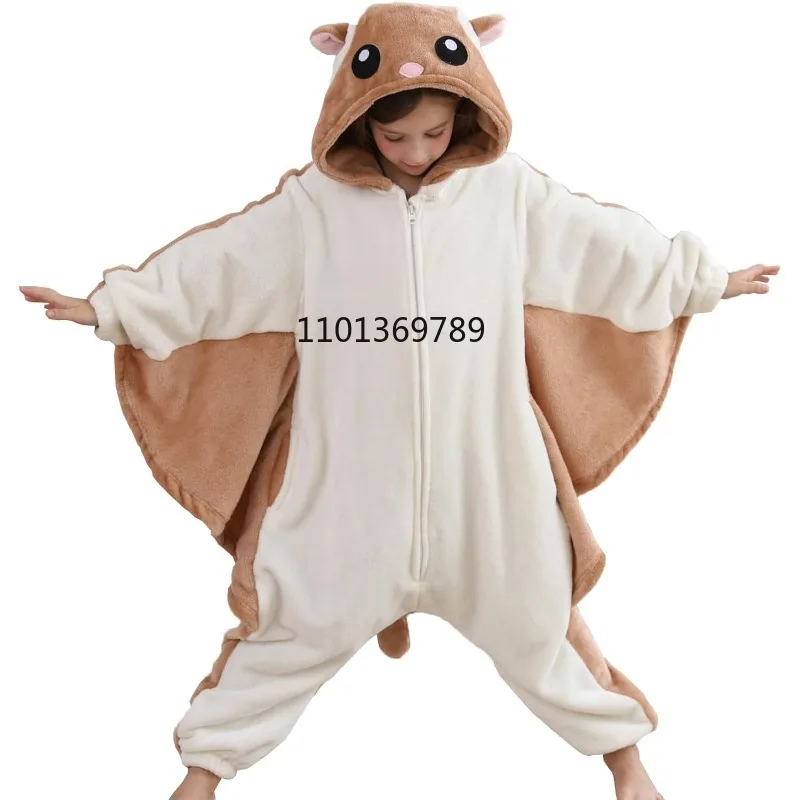 Onesie for Kids, Animal Pajamas Halloween Cosplay Costume Girls Boys Kids Flying Squirrel Onesie Adult Women Men Pyjamas