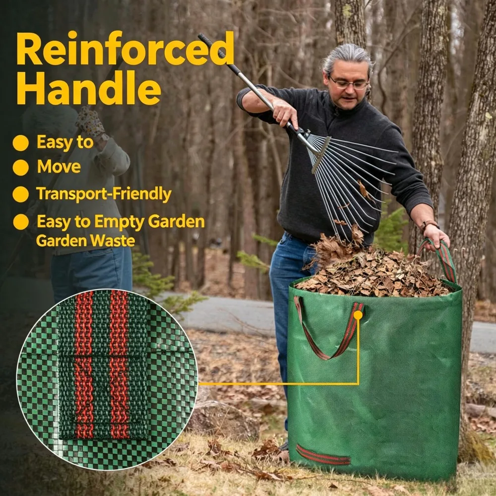 Outdoor Increased Gardening Fallen Leaf Collection Bag Folding Plant Garbage Bag Camping Waterproof Woven Waste Pp Storage Bag