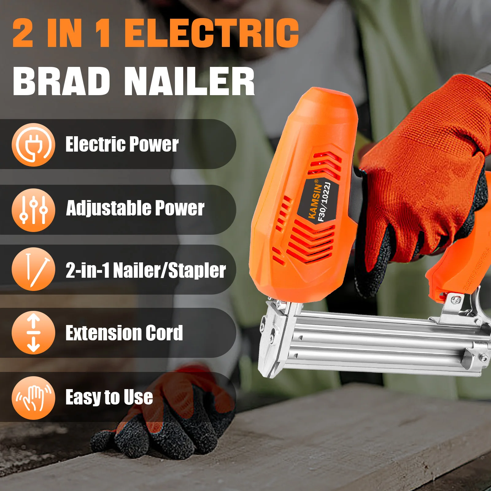 Imagem -02 - Grampeador Elétrico e Nailer com Cabo de Alimentação Extra Longo em Acabamento ou Estofos se Encaixa 18 Gauge Brad Nails e 16 Cro