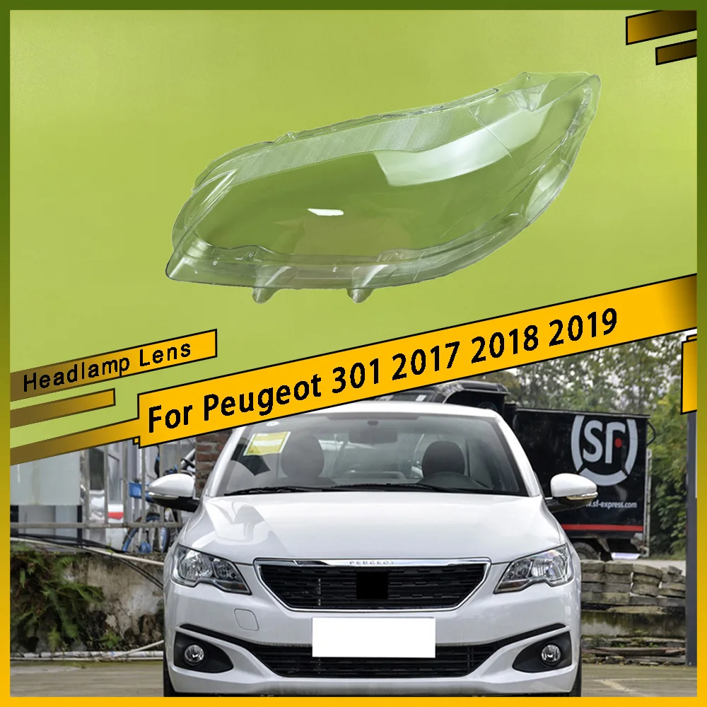 

For Peugeot 301 2017 2018 2019 Headlamp Transparent Cover Headlight Shell Lampshade Case Plexiglass Replace Original Lens