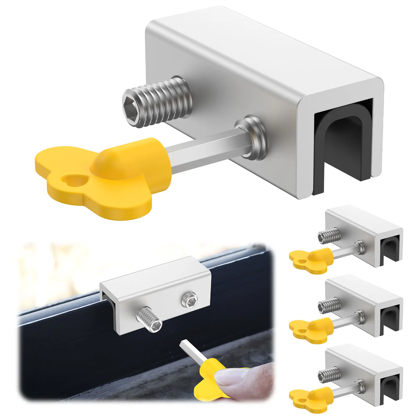 

4-комплектный оконный замок, раздвижной защитный оконный замок с ключом, регулируемые оконные замки, защитные оконные стопоры для вертикальных горизонтальных замков