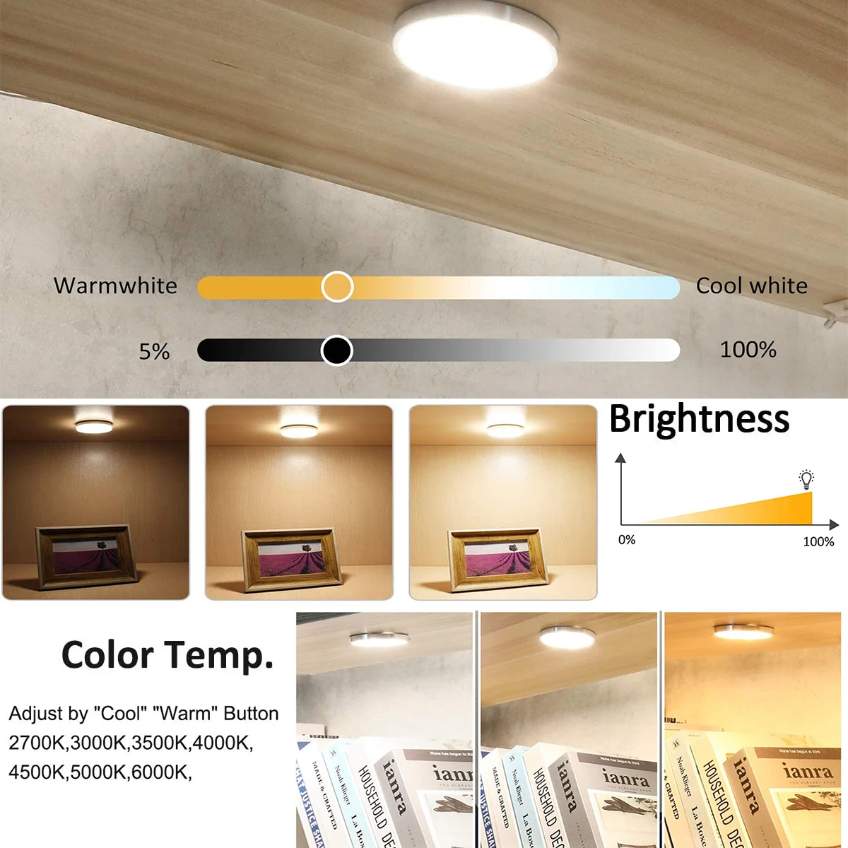 Imagem -04 - Tuya Wifi Mais ir Controle Remoto sob o Armário Led Luz Cct Quente Mais Branco Temperatura de Cor Dupla para a Iluminação do Armário de Cozinha