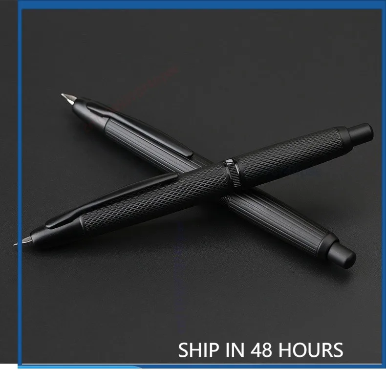 For MAJOHN A1 Push Fountain Pen Metal Reverse Scale Engraved EF Nib Retractable Ink Cartridge Calligraphy Pen