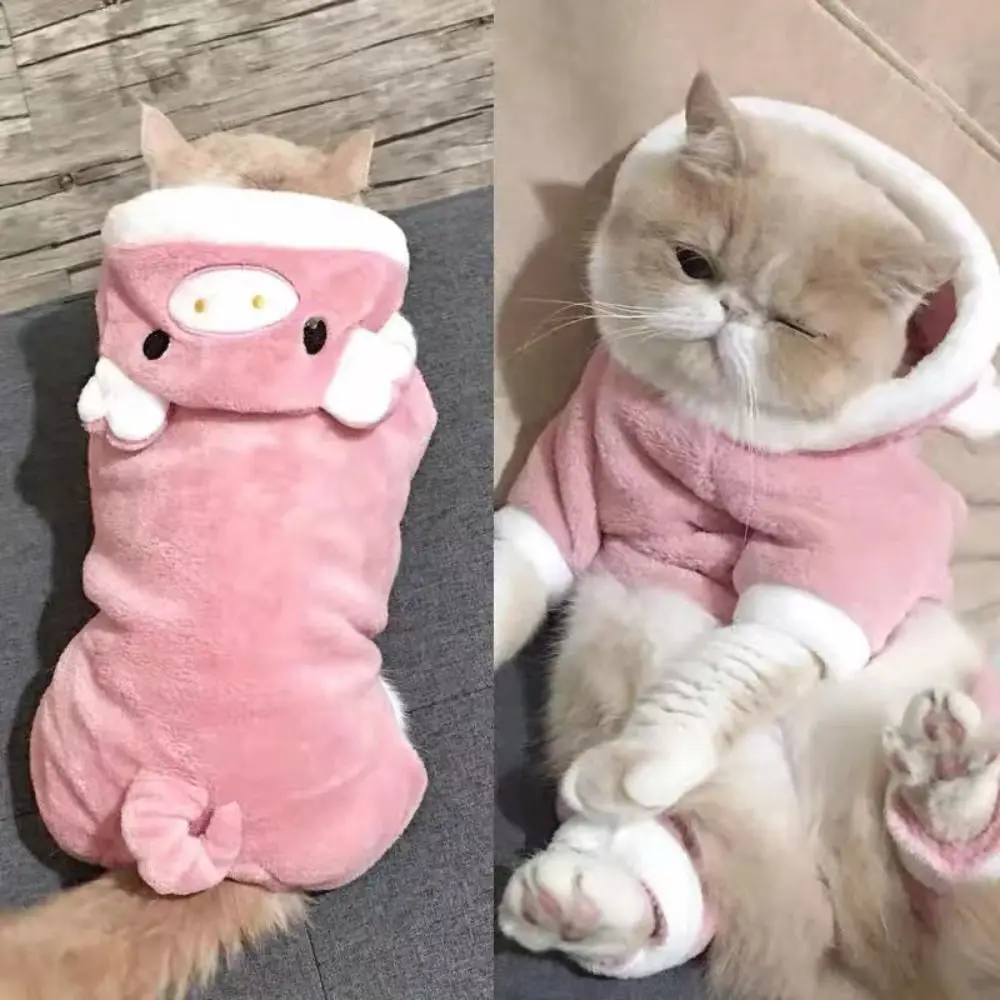 

Kawaii Soft Fleece Pet Dog Clothes Coral Velvet Warm Hoodies Puppy Clothes Tigger Pattern Cartoon Design Dog Jumpsuits Corgi